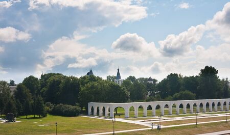 The Arcade of the Yaroslav dvorische in Novgorod the Great.の写真素材