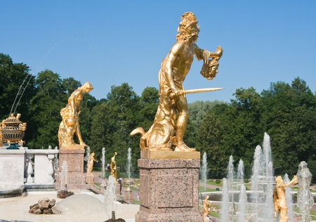 Grand cascade in Pertergof, Saint-Petersburg, Russia.のeditorial素材