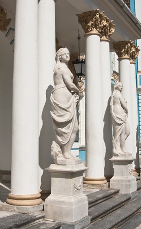 The statue in the ensemble of the Catherine Palace. St. Petersburg, Tsarskoye Selo. Russiaのeditorial素材