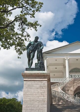 Ancient Sculpture at the Cameron Gallery  Catherine Park  Tsarskoye Selo, St  Petersburg, Russiaのeditorial素材