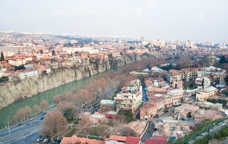 Panoramic view of Tbilisi city with medieval castle of Narikala , Republic of Georgia, Caucasus...