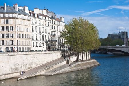Paris  Embankment of the river Seineの写真素材