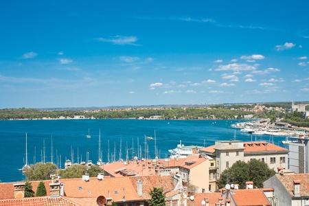 View of the city and the bay from the hill Kastel. Pula. Croatiaの写真素材