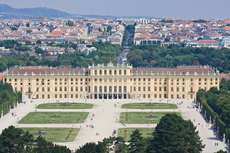 Panorama of Schonbrunn Palace in Vienna, Austriaのeditorial素材