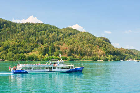Passenger ship on Lake Worth (Worthersee). Austriaのeditorial素材