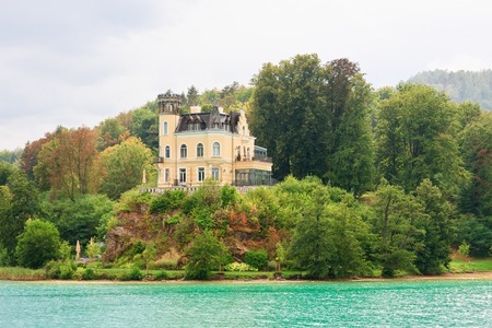 Reifnitz Castle on Lake Worth in Carinthia, Austriaのeditorial素材