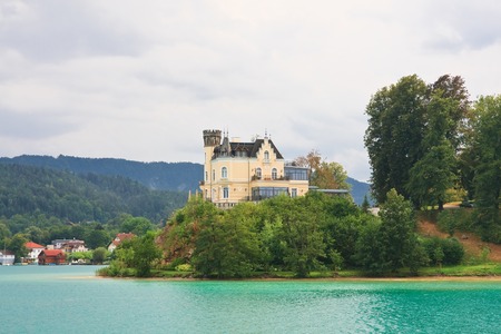 Reifnitz Castle on Lake Worth in Carinthia, Austriaのeditorial素材