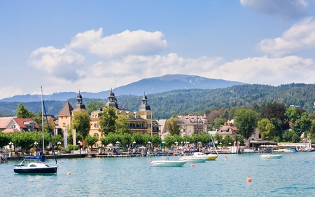 Resort Velden am Worthersee See and Lake Worth. Austriaのeditorial素材