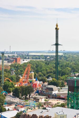 View of the Prater amusement park with a Ferris wheel. Vienna. Austria