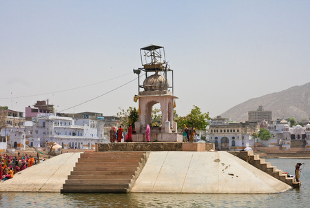 Ghat on the sacred for Hindus Lake Pushkar, Indiaのeditorial素材