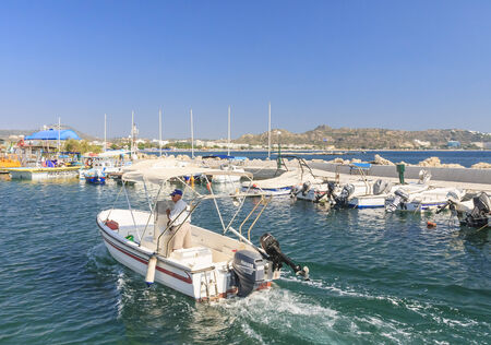 Berth in the Mediterranean resort of Faliraki. Rhodes Island. Greeceのeditorial素材