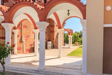 A fragment of a church in the village of Pilon (Pylonas). Rhodes Island. Greeceの写真素材