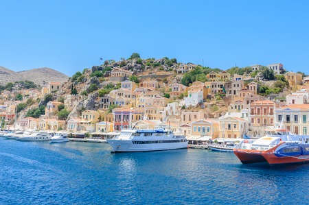 The capital of the island of Symi - Ano Symi. Greeceのeditorial素材