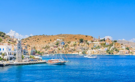 The capital of the island of Symi - Ano Symi. Greeceのeditorial素材