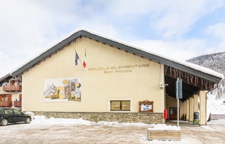 Building children's  school.  Ski resort Livigno. Italyのeditorial素材