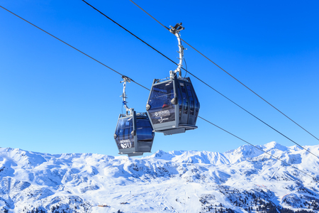 Cabins cableway ski resort of Meribel, Franceのeditorial素材
