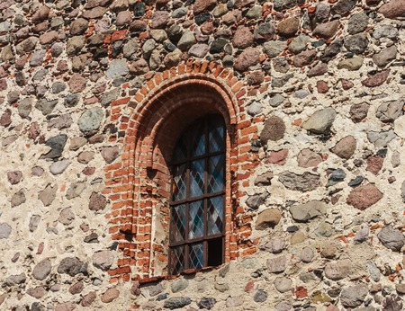 Detail of a wall of Trakai Castle. Lithuaniaのeditorial素材