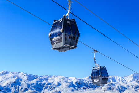 Cabins cableway ski resort of Meribel, Franceのeditorial素材