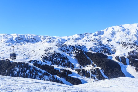 On the slopes of the ski resort of Meribel. Franceの写真素材