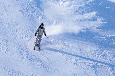 Skier on the slopes of the ski resortのeditorial素材