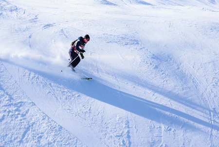 Skier on the slopes of the ski resortのeditorial素材