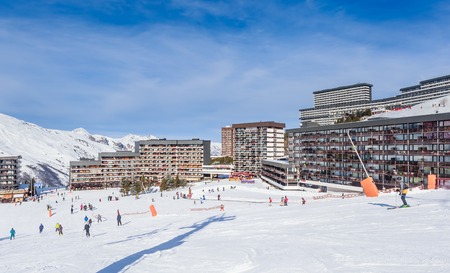 Ski resort  Val Thorens. Village of Les Menuires. Franceのeditorial素材