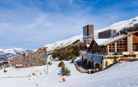 Ski resort  Val Thorens. Village of Les Menuires. Franceのeditorial素材