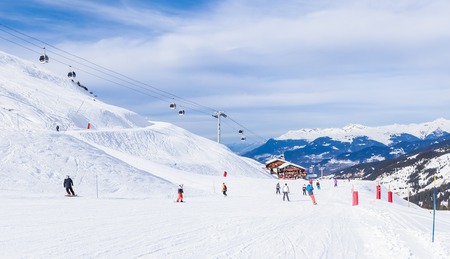 On the slopes of the ski resort of Meribel. Franceのeditorial素材