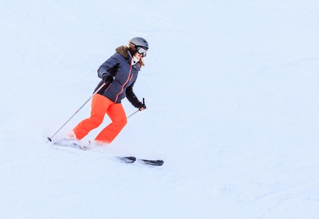 Skier on the slopes of the ski resortのeditorial素材
