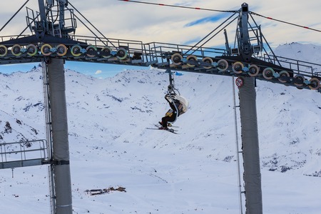 Ski lift.  Ski resort Val Thorens. Franceの写真素材
