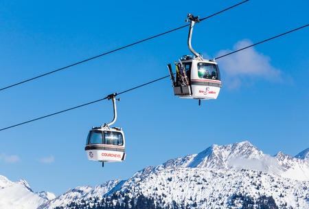 The lift in the ski resort of Courchevel, Alps, Franceのeditorial素材