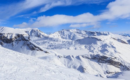 Mountains with snow in winter.  Ski Resort Laax. Switzerlandの写真素材