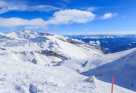 Mountains with snow in winter.  Ski Resort Laax. Switzerlandの写真素材