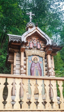 A small chapel near the source of holy water. The Falls Gremyachiy key. Moscow regionの写真素材