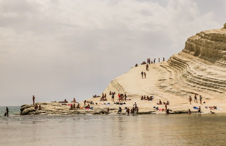 The white cliff called "Scala dei Turchi" in Sicily, near Agrigento. Italyのeditorial素材