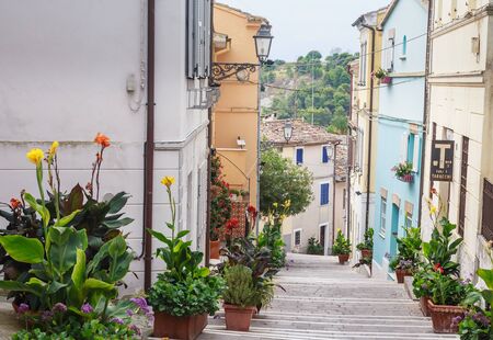 Stairway at the old town of Numana, Marche, Italyのeditorial素材