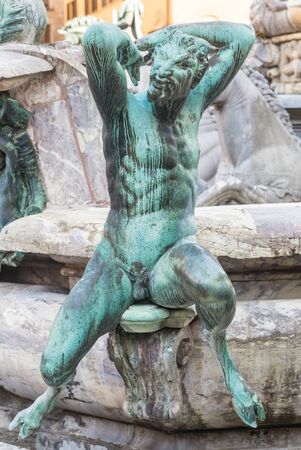 Fountain of Neptune by Bartolomeo Ammannati, in the Piazza della Signoria, Florence, Italyの写真素材