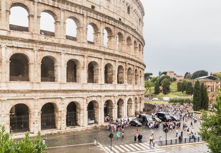 Tourists near Colosseum monument in Rome city. Italyのeditorial素材