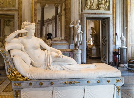 Magnificent sculpture of Pauline Bonaparte masterpiece by famous sculptor Antonio Canova in Galleria Borghese.Europe.の写真素材