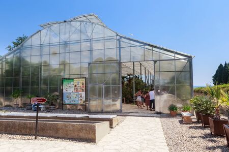 Greenhouse Cacti in the botanical garden in Balchik, Bulgariaのeditorial素材