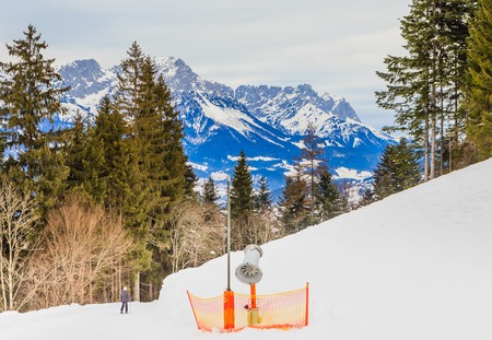 On the slopes of the ski resort Soll, Tyrol, Austriaの写真素材