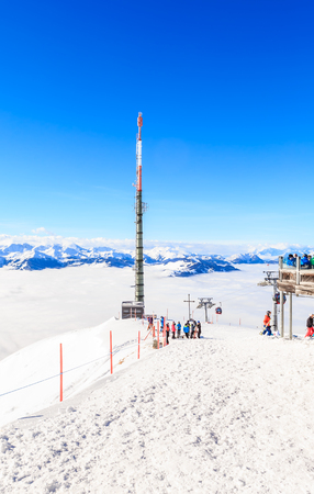 Tower fot mobile phone on the top of the mountain Hohe Salve. Ski resort  Soll, Tyrol, Austriaの写真素材