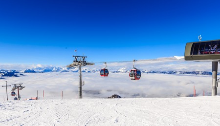 Upper lift station on top of the mountain  Hohe Salve. Ski resort  Soll, Tyrol, Austriaのeditorial素材