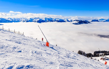 On the slopes of the ski resort Soll, Tyrol, Austriaの写真素材