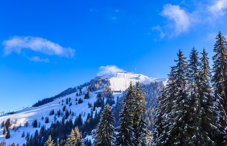 Mountain Hohe Salve with snow in winter. Ski resort  Soll, Tyrol, Austriaの写真素材