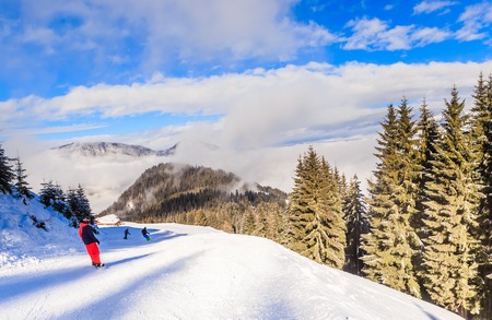On the slopes of the ski resort Soll, Tyrol, Austriaの写真素材