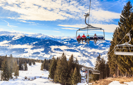 Ski lift.  Ski resort   Hopfgarten, Tyrol, Austriaのeditorial素材