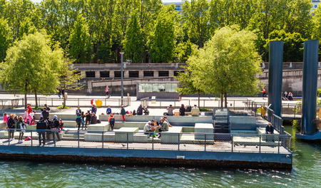 Piers for tourists on the river Seine.  Quai d'Orsay. Paris. Franceのeditorial素材