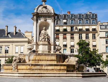 The Fountain Saint-Sulpice or Fountain of the Four Bishops. Paris, Franceのeditorial素材