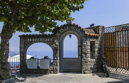 Entrance to Hotel Ristorante Garden. Ravello, province of Salerno, Amalfi Coast, Italy.